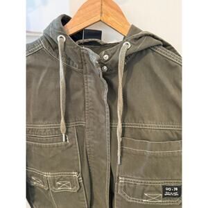 BDG Urban Outfitters Cropped Utility Jacket Olive Green Y2K Cargo Streetwear  ✨